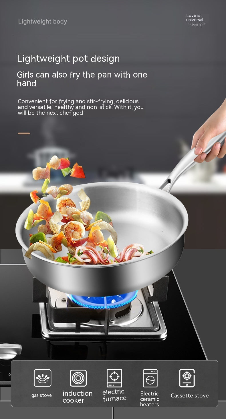 316L Stainless Steel Frying Uncoated  Pan