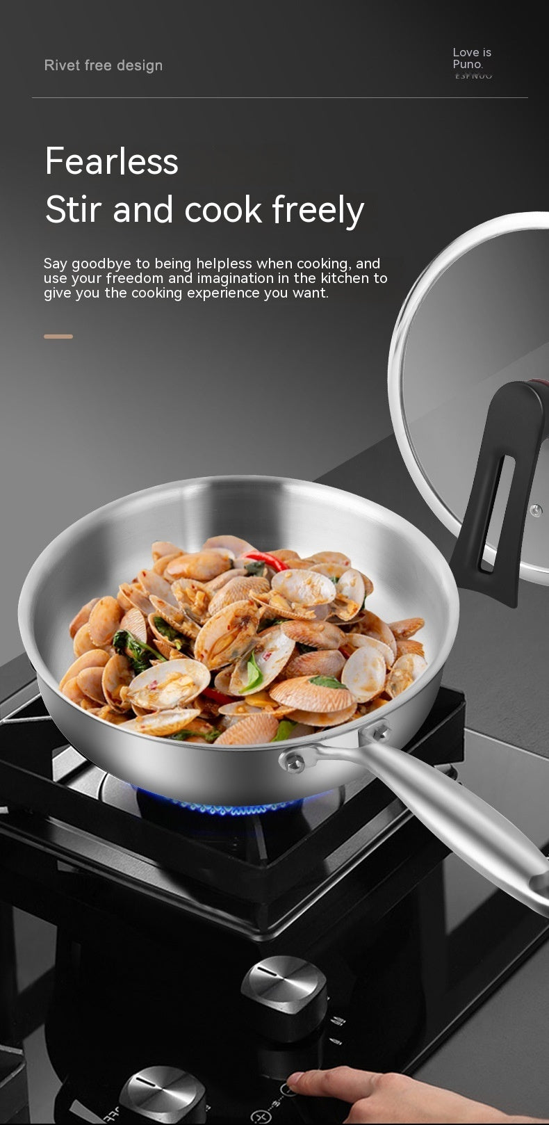 316L Stainless Steel Frying Uncoated  Pan