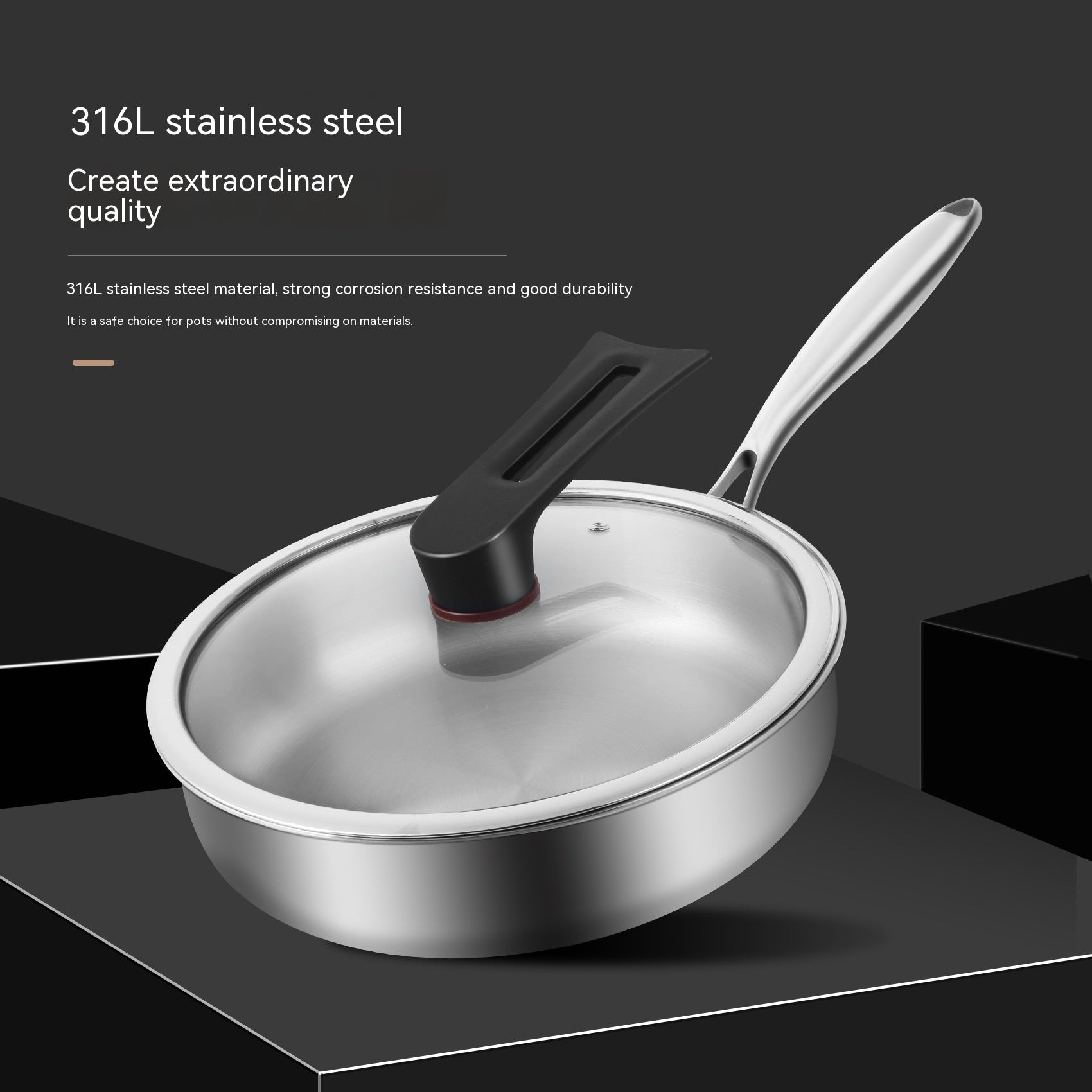 316L Stainless Steel Frying Uncoated  Pan