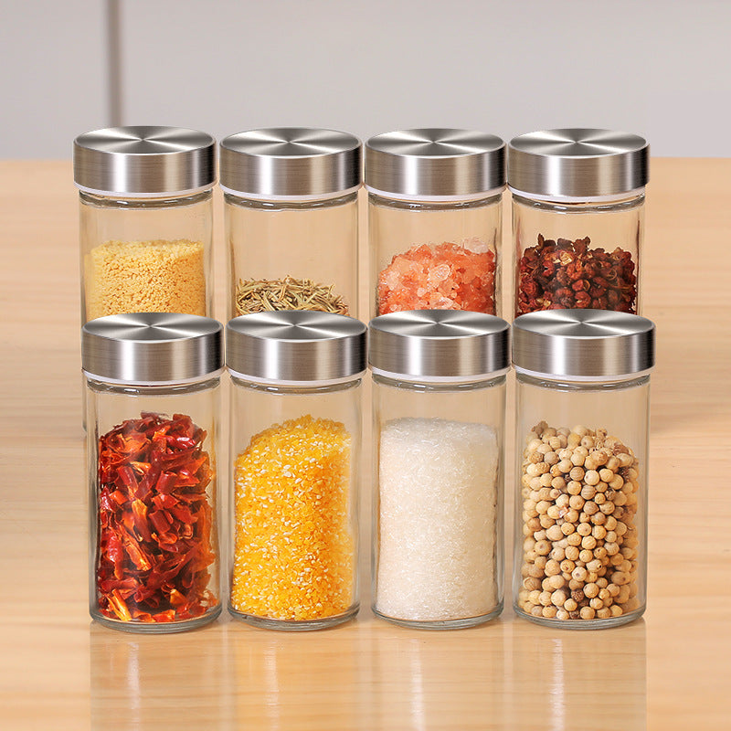 Kitchen Supplies Stainless Steel Glass Seasoning Jar