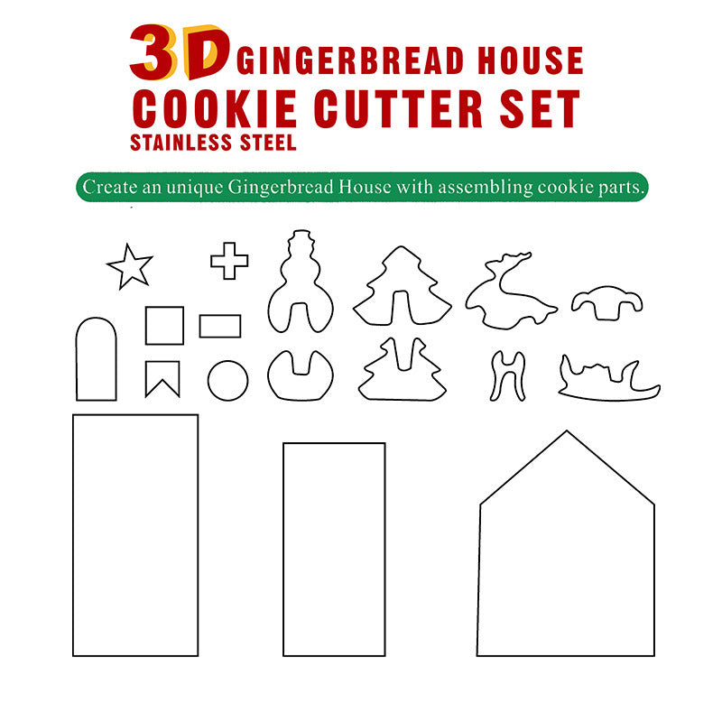 Gingerbread House Stainless Steel Cutters Set