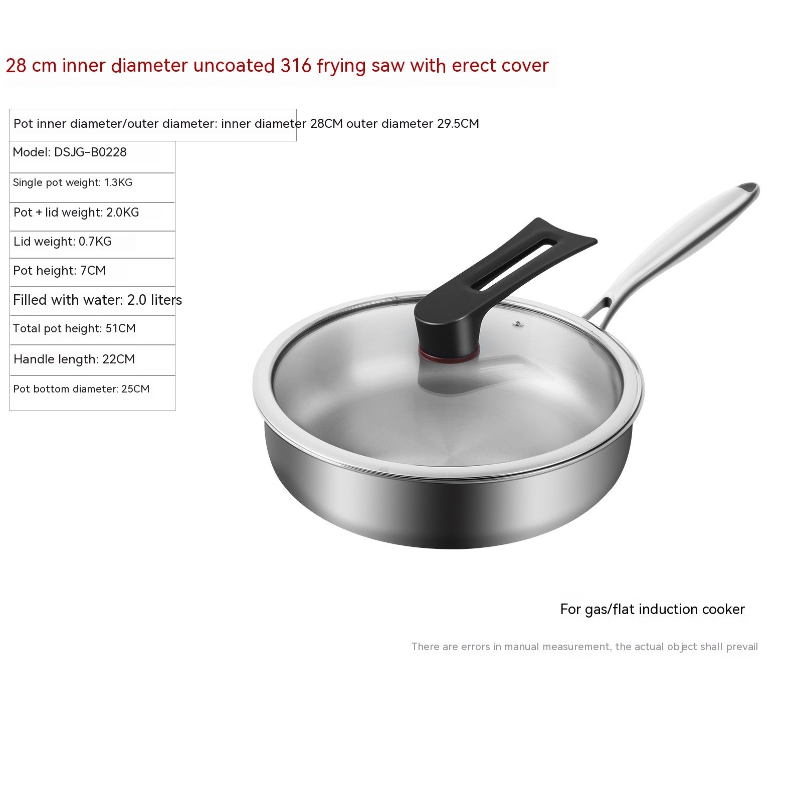 316L Stainless Steel Frying Uncoated  Pan