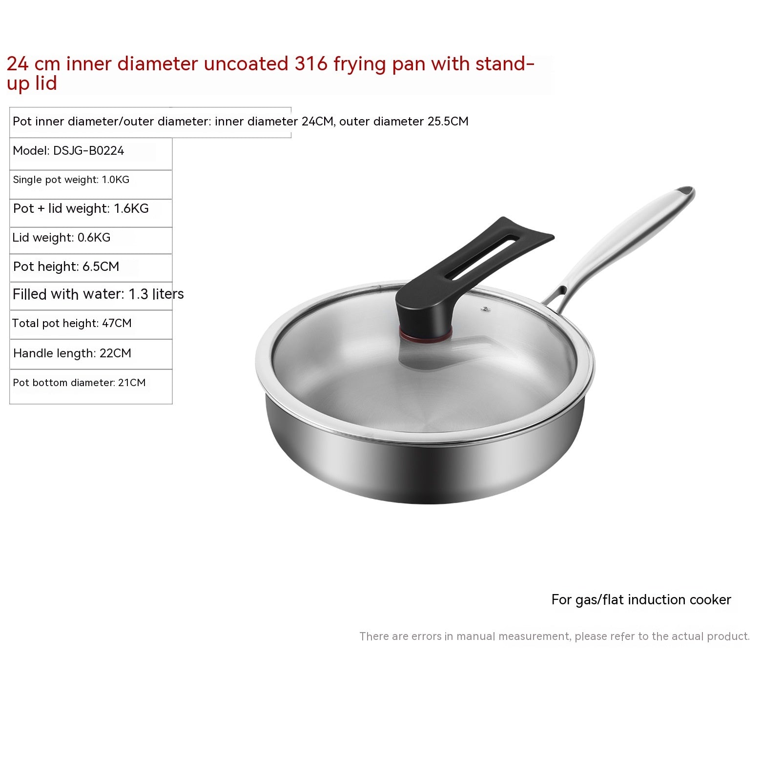 316L Stainless Steel Frying Uncoated  Pan